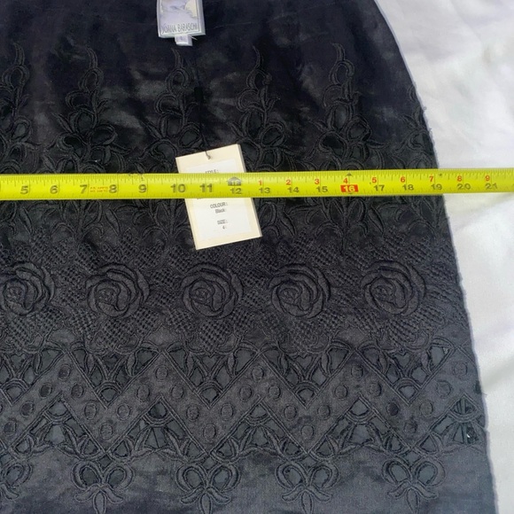 NWT YOANA BARASCHI Black Linen Eyelet Floral A Line Skirt Women Sz 4 New - Picture 5 of 9